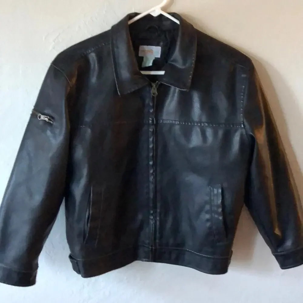 Black faux leather biker style jacket Size M